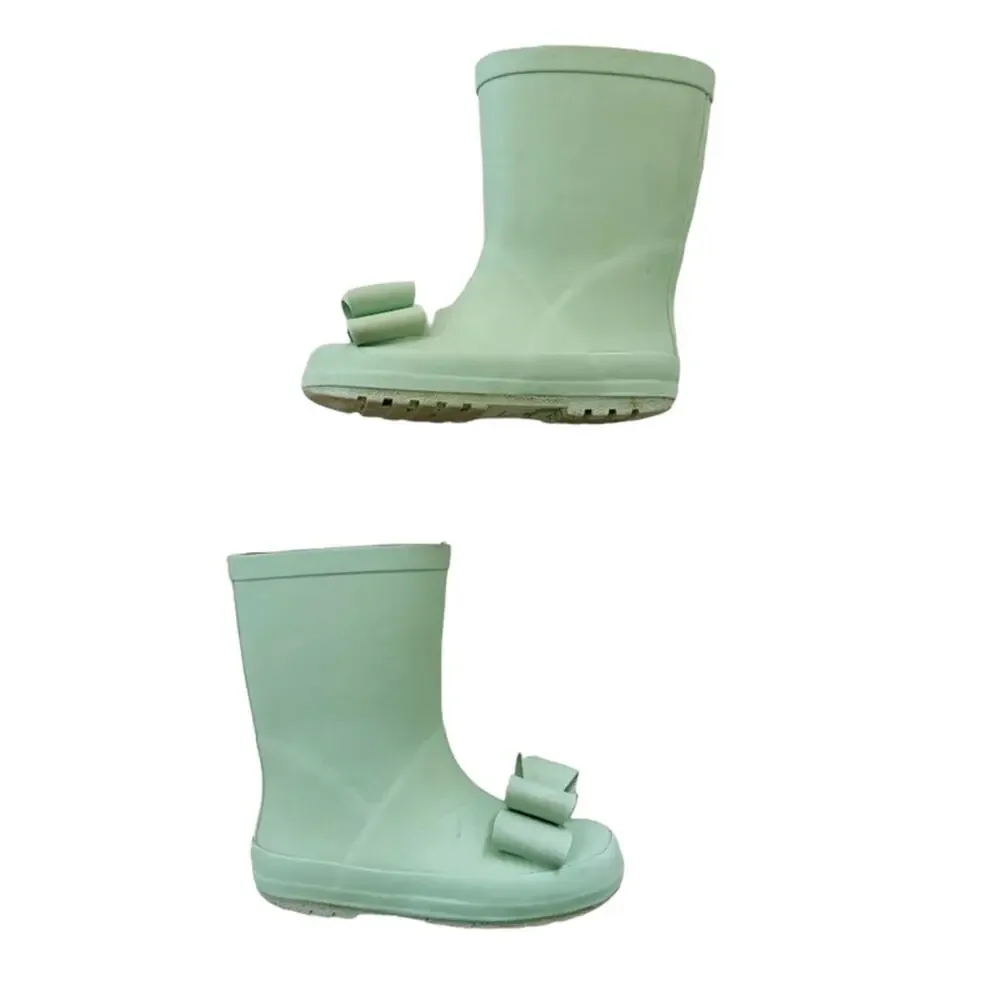 Whim & Wander by SweetHoney Mint Bow Wellies Rain Boots Size 10